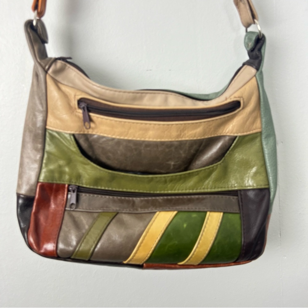 Leather Multicolor Patchwork Leather Crossbody Bag - image 1